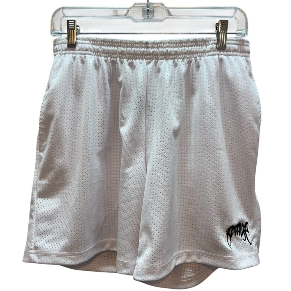 Revenge Mesh Embroidered Shorts White Unisex Small